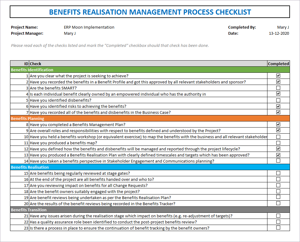 Project Benefits Templates – PM Docs