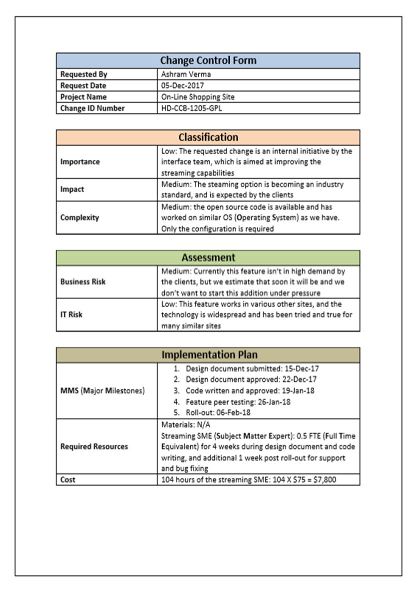 Change Management Templates – PM Docs