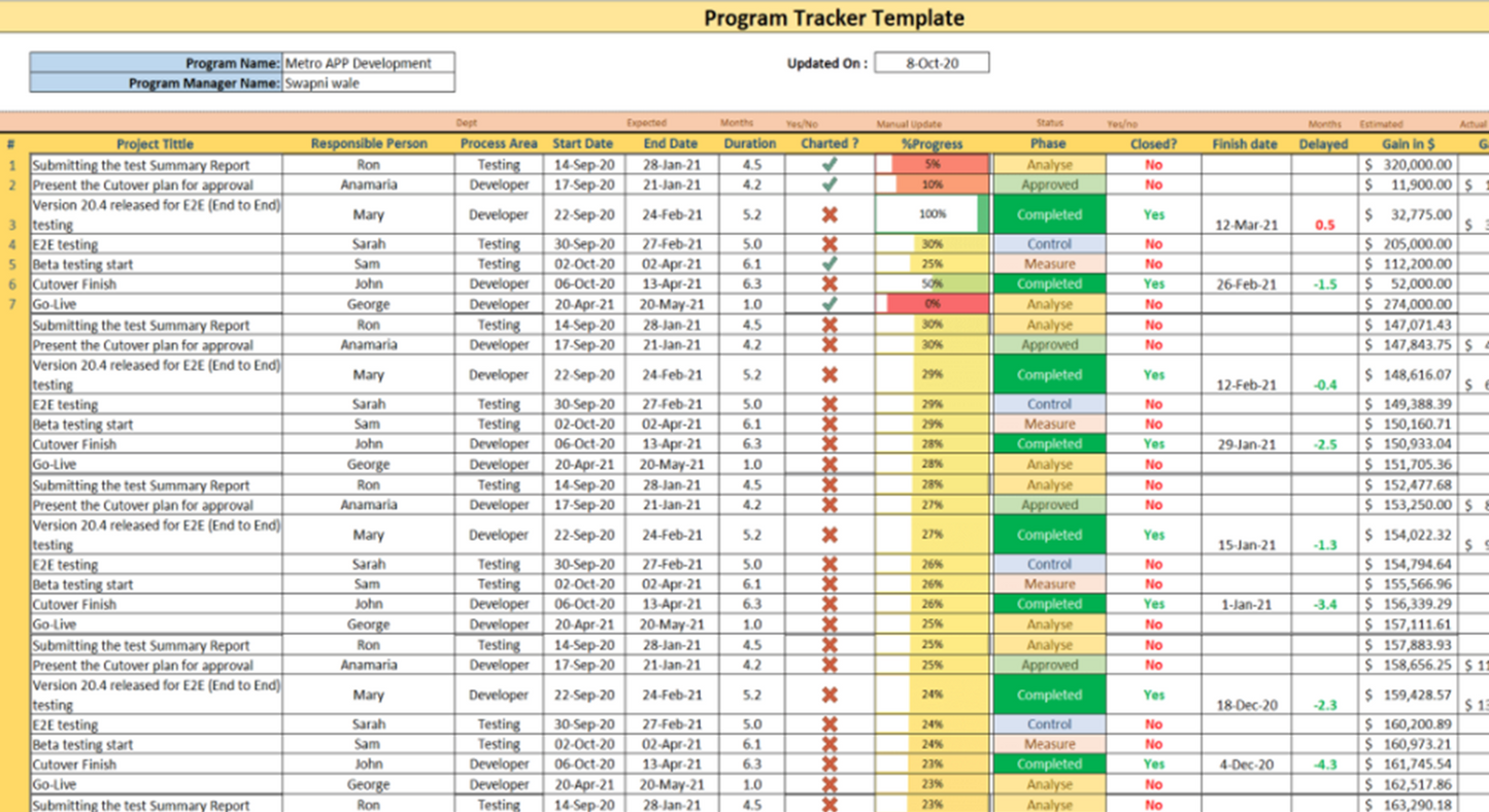 Program Tracker Template